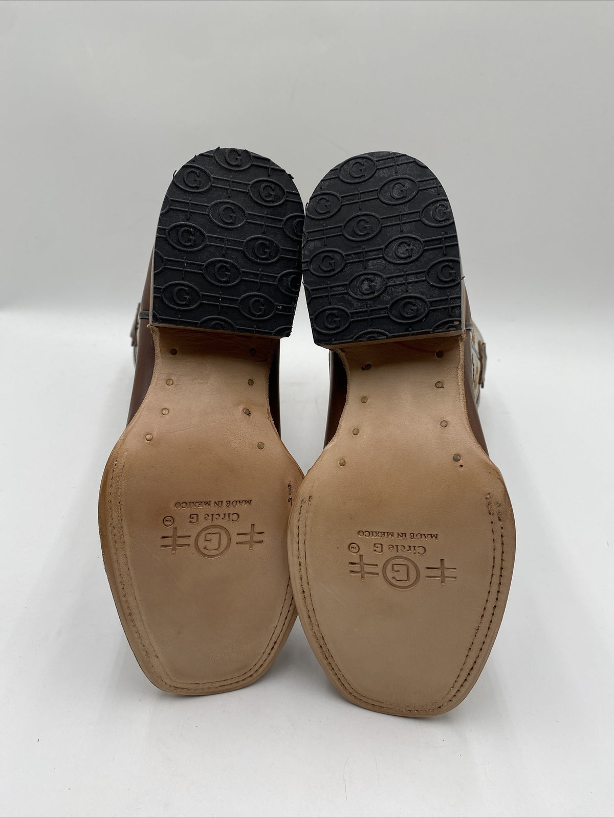 Circle G Teens Brown/Bone Embroidery Square Toe Boots Size 3T