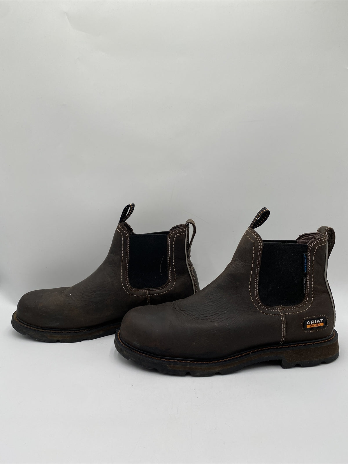 ARIAT MEN'S GROUNDBREAKER CHELSEA WATERPROOF WORK BOOTS STEEL TOE Brown Size 13D
