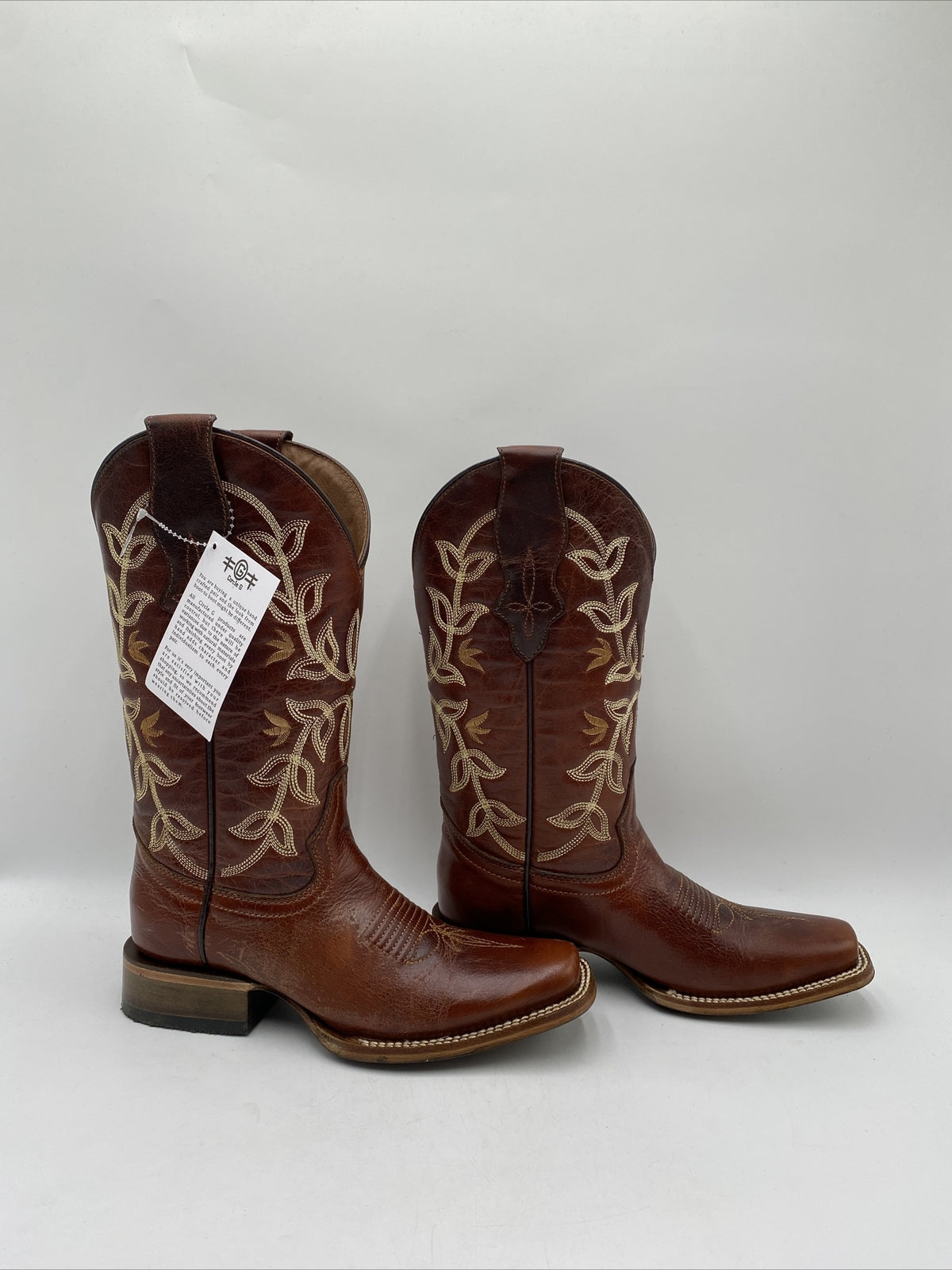 Women's Circle G Cognac Embroidery Western Boots Brown Size 6M