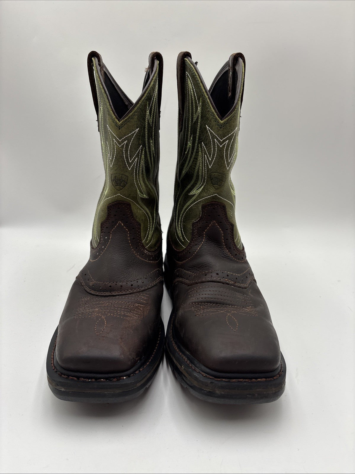 Ariat Men's Dark Brown/Green Sierra Shock Shield Work Boots Size 9.5EE