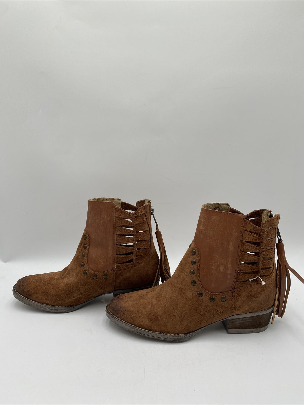 Circle G LD Dark/Brown Lamb Zipper Round Toe Boots Size 7.5M