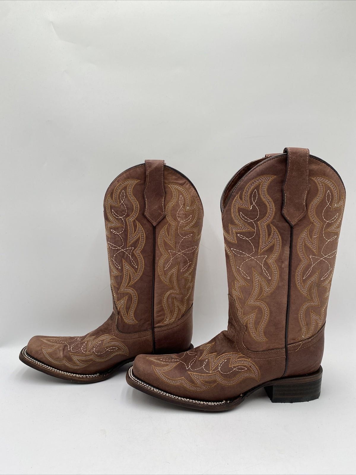 Women's Circle G Embroidered Square Toe Cowgirl Boots Brown Size 7.5M