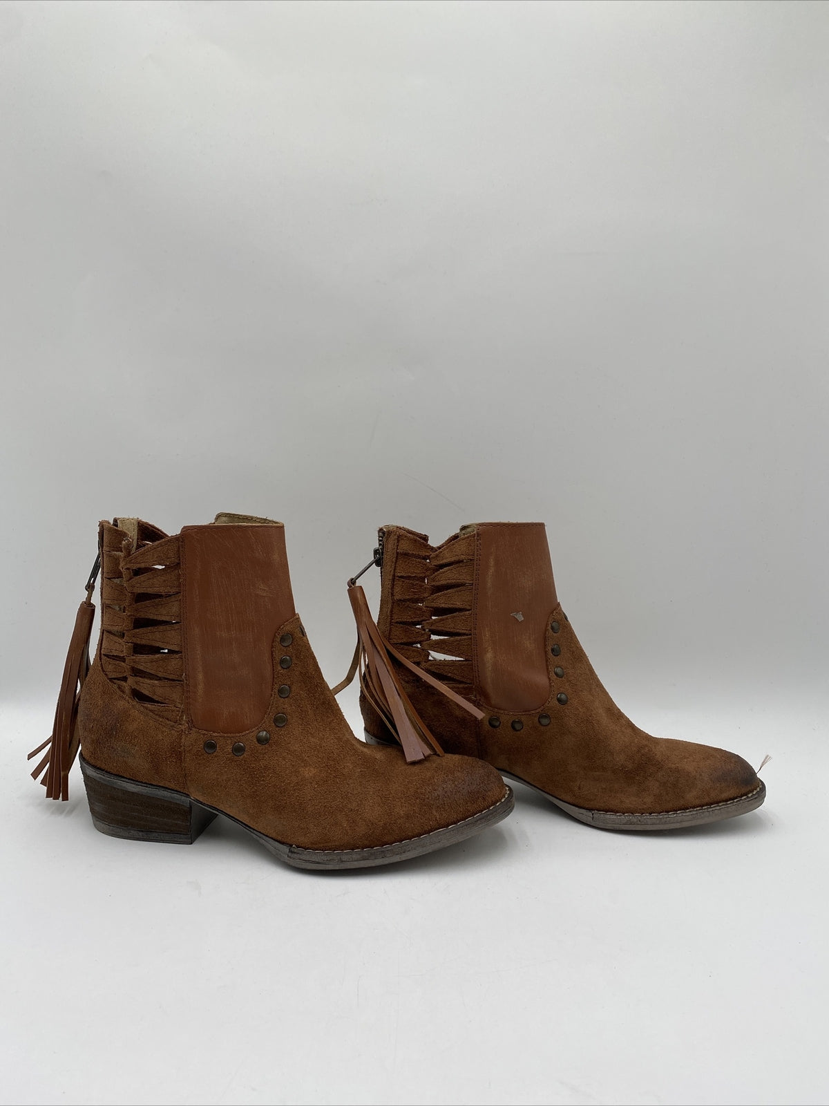 Circle G LD Dark/Brown Lamb Zipper Round Toe Boots Size 7.5M