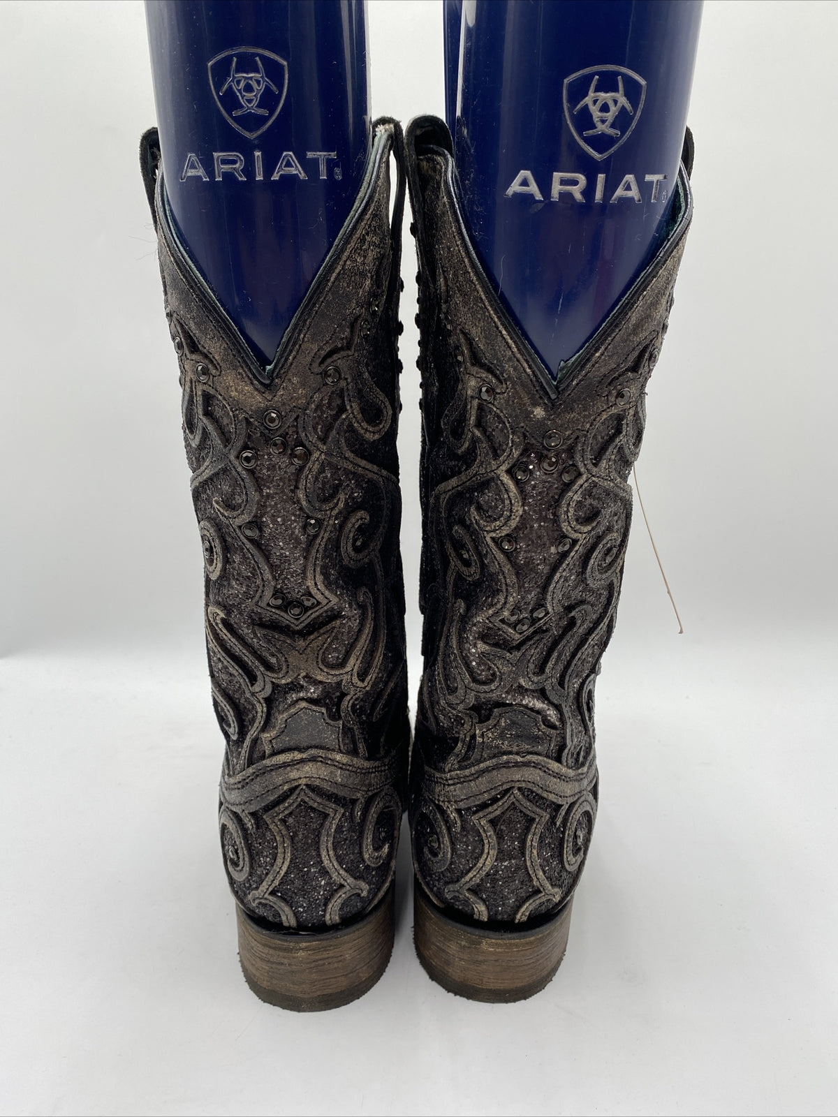 Corral Women's Glitter Inlay & Studs Square Toe Boots Black Size 7.5M