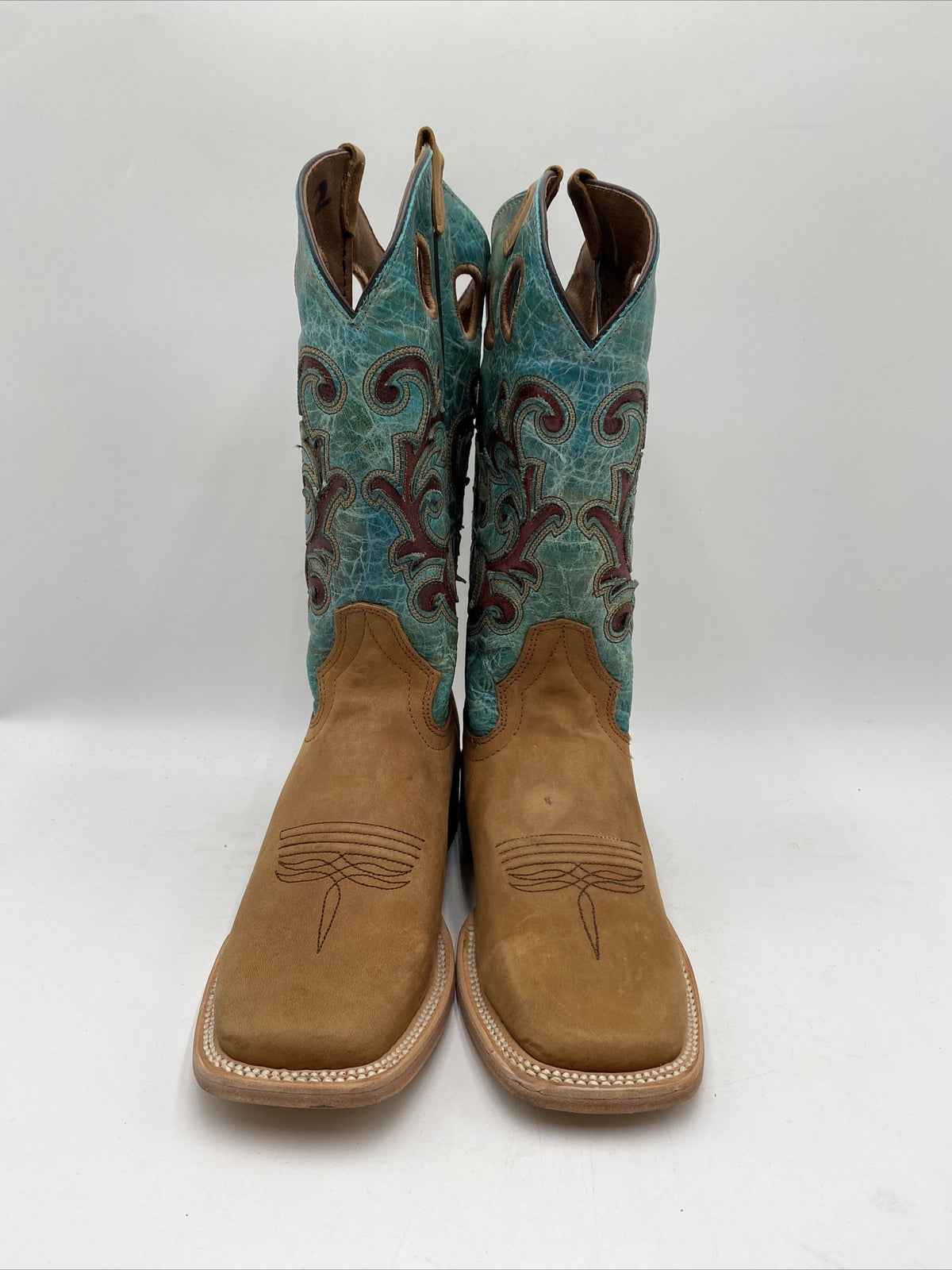 Women's Circle G Inlay & Embroidery Western Boots Brown/Blue Size 6M