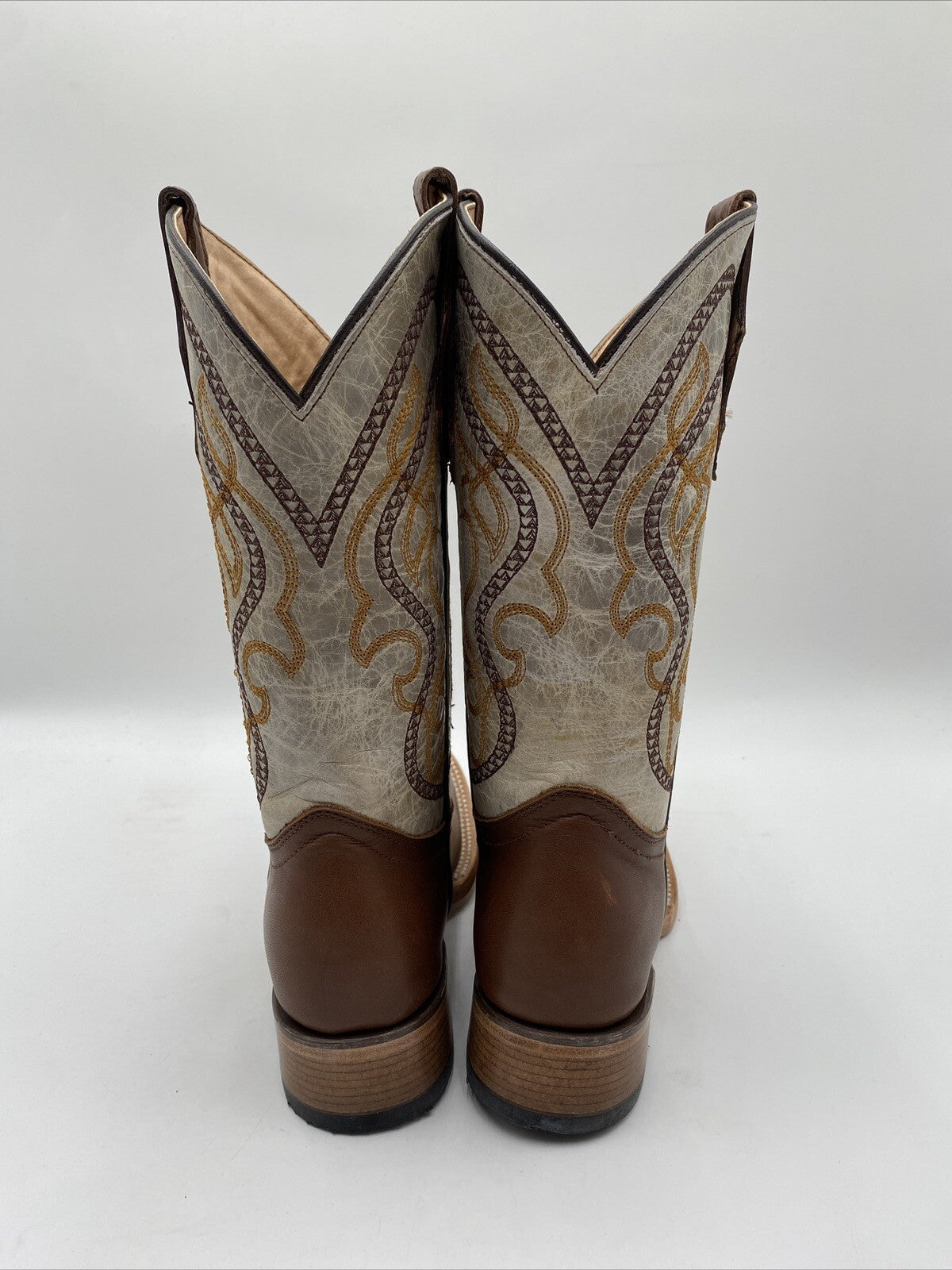 Circle G Teens Brown/Bone Embroidery Square Toe Boots Size 3T