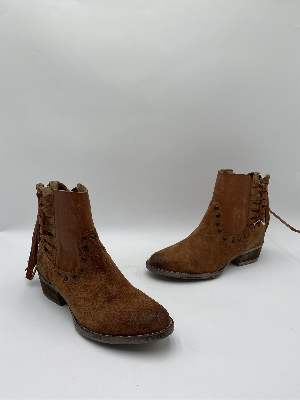 Circle G LD Dark/Brown Lamb Zipper Round Toe Boots Size 7.5M