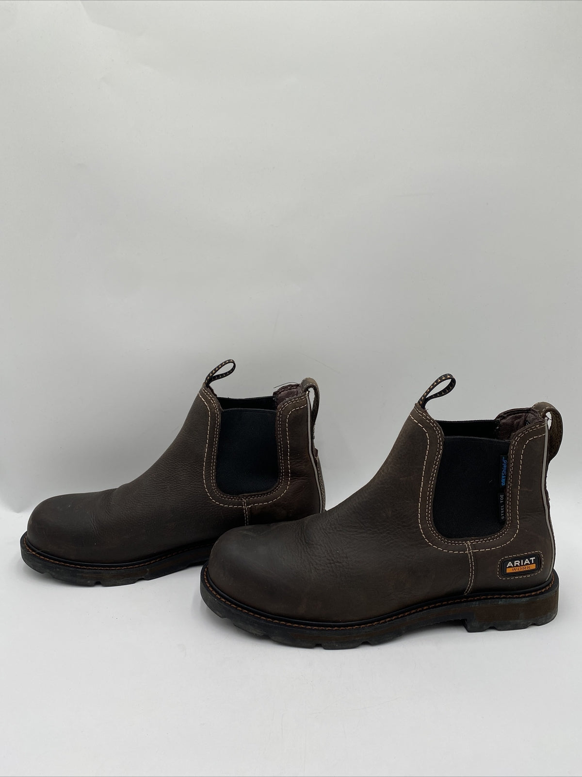 ARIAT MEN'S GROUNDBREAKER CHELSEA WATERPROOF WORK BOOTS STEEL TOE BROWN SIZE 11D