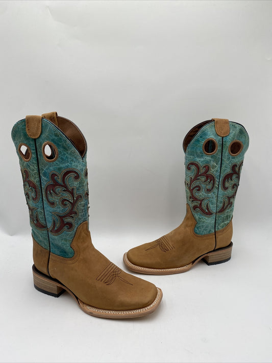 Women's Circle G Inlay & Embroidery Western Boots Brown/Blue Size 6M