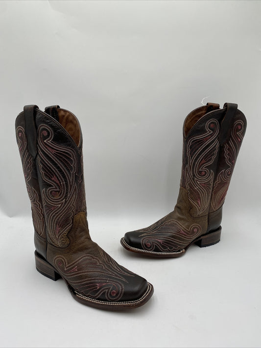 Circle G Women's Cross Embroidered Western Boots Brown Size 6M