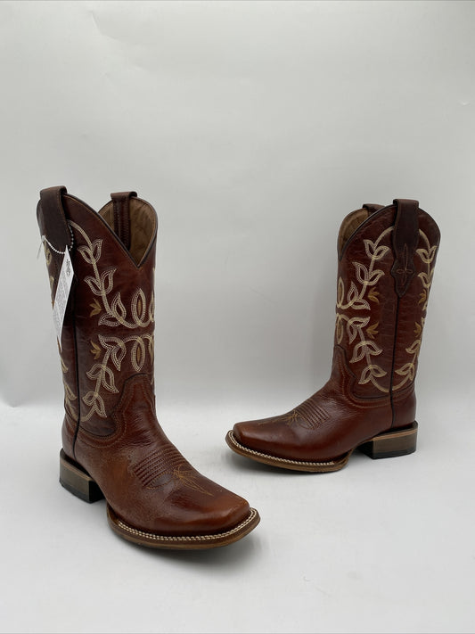 Women's Circle G Cognac Embroidery Western Boots Brown Size 6M